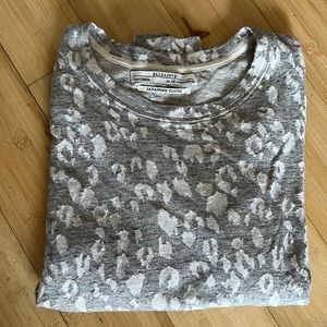 All Saints Japanese Cloth Yosa Sweat Longsleeve Sweater Gray Leopard Print